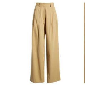 $95 WAYF Gilmore Cotton Blend tan khaki wide leg Pants large NWOT